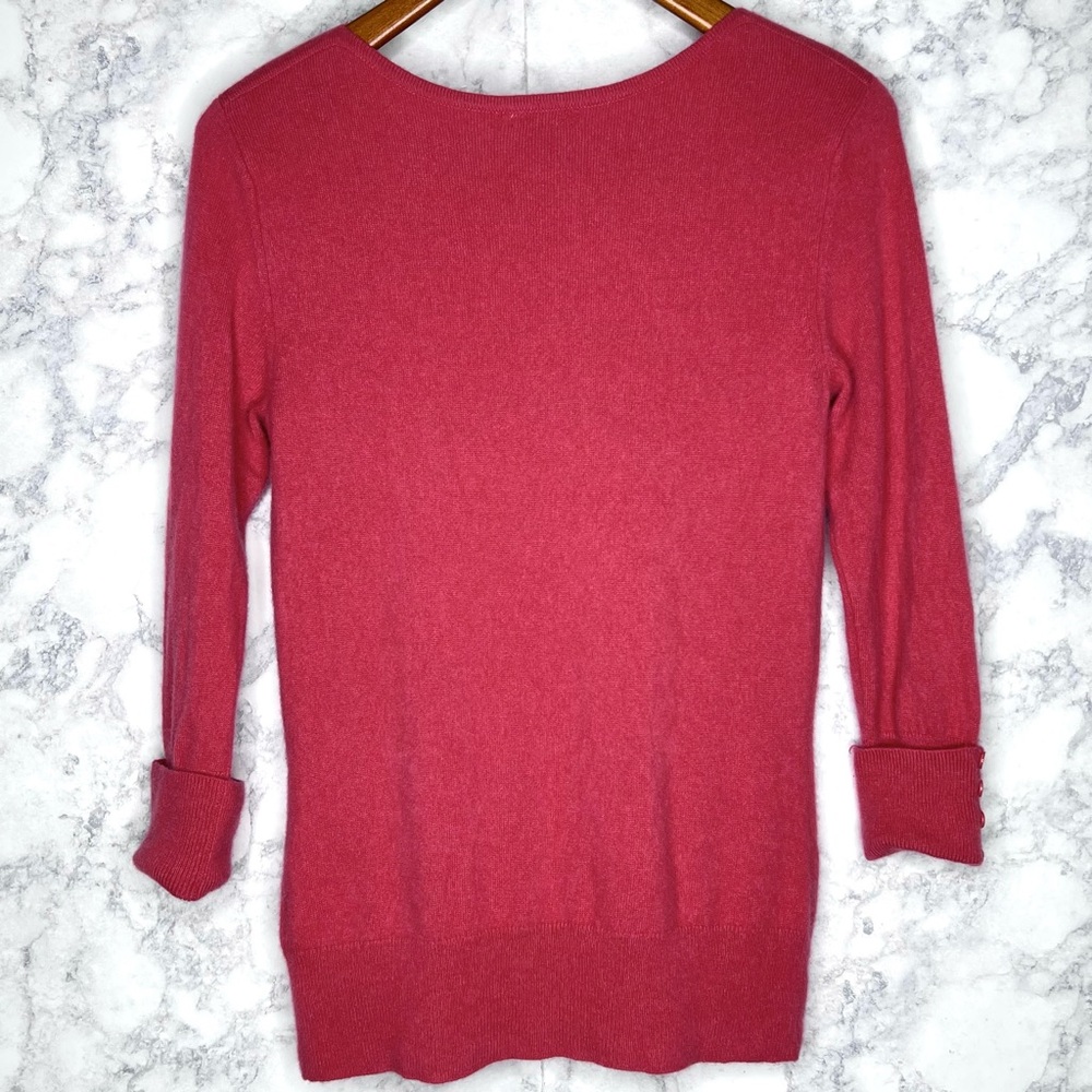 Privé 100% Cashmere 90s Pink Rib Knit Soft Lightweight Sweater Women’s Medium - Picture 3 of 6